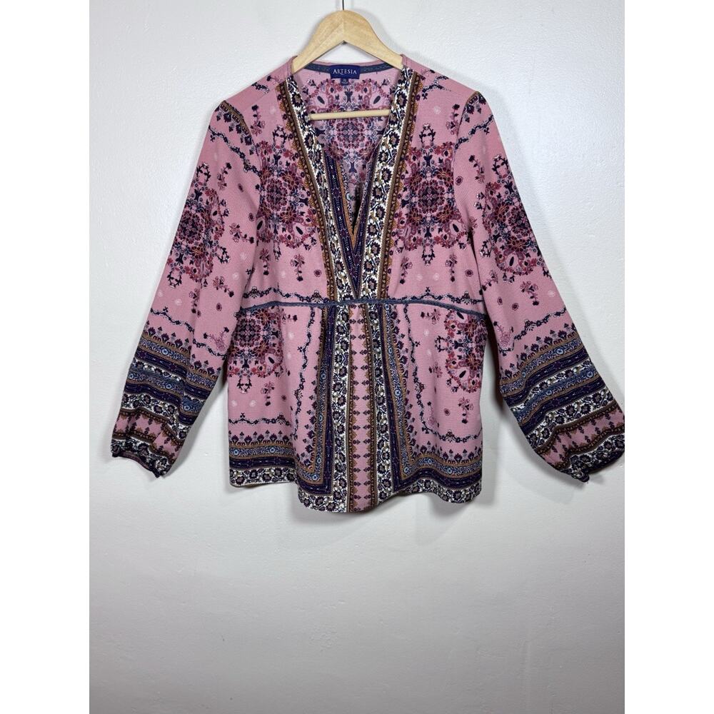 Artesia Womens Peasent Blouse Top XL Crochet Boho Festival Fairy Festival